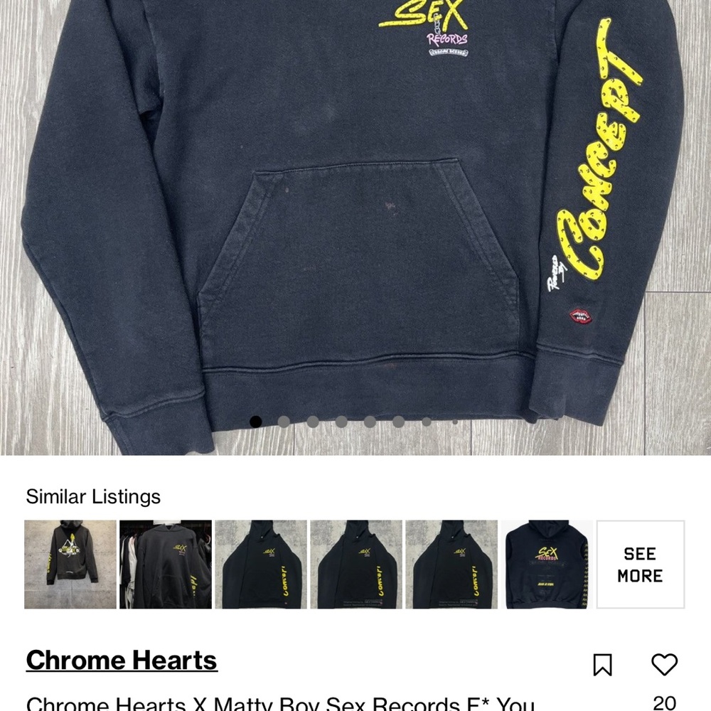 Chrome Hearts Matty Boy Sex Records Sun Faded Hoodie - Black Size M